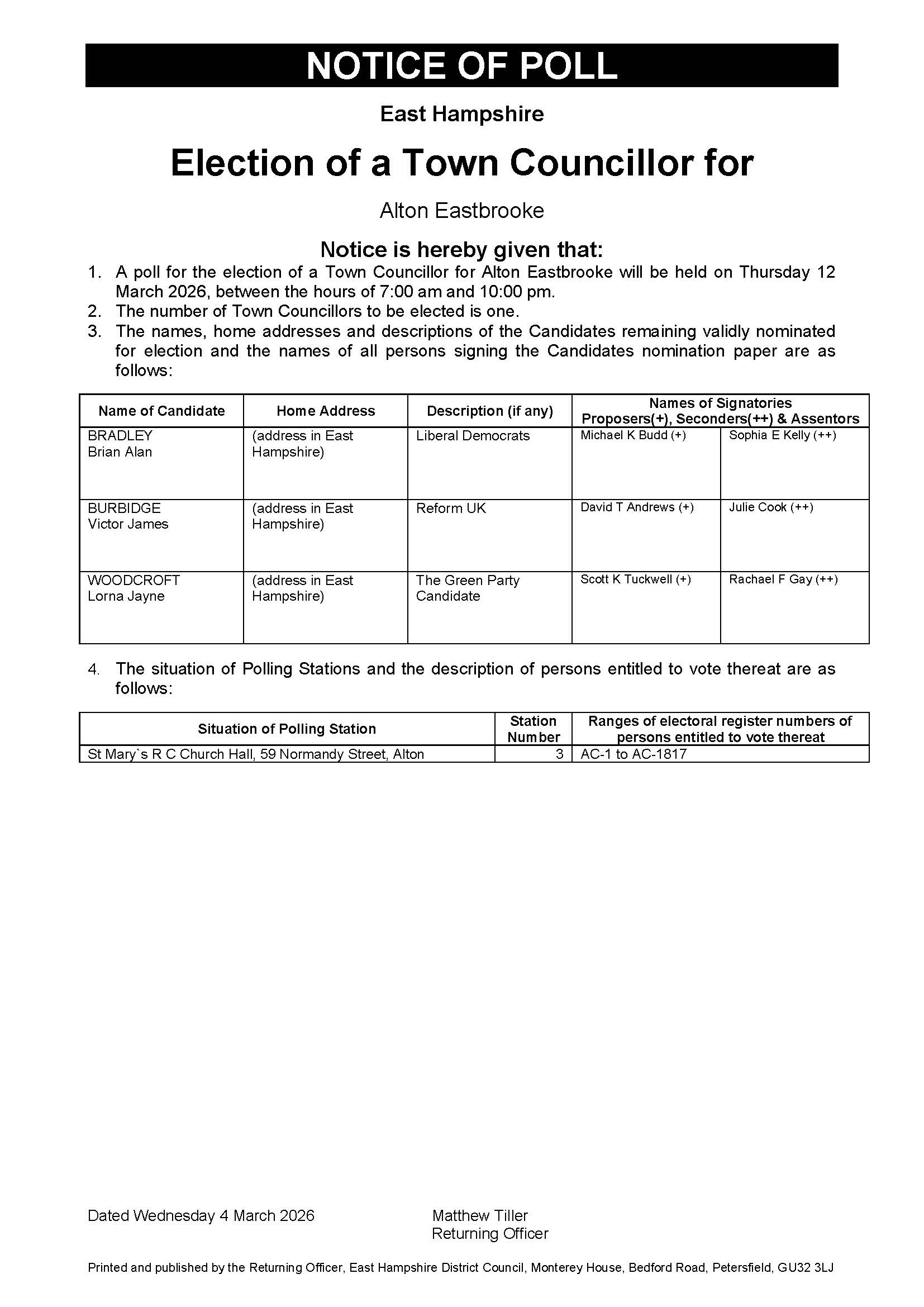 Notice of Poll 12 march 2026